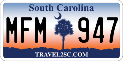 SC license plate MFM947