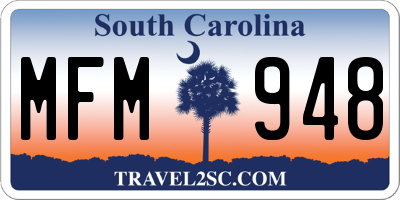 SC license plate MFM948