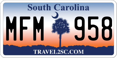 SC license plate MFM958