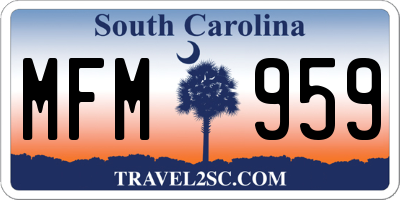 SC license plate MFM959