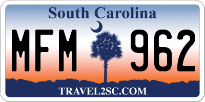 SC license plate MFM962