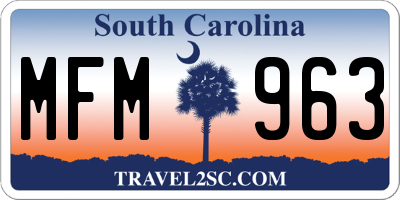 SC license plate MFM963