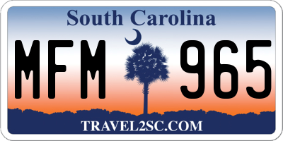 SC license plate MFM965