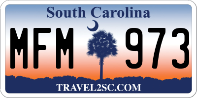 SC license plate MFM973