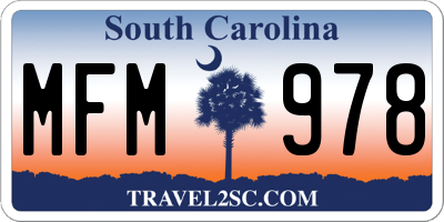 SC license plate MFM978