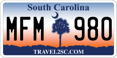 SC license plate MFM980