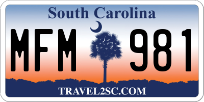 SC license plate MFM981