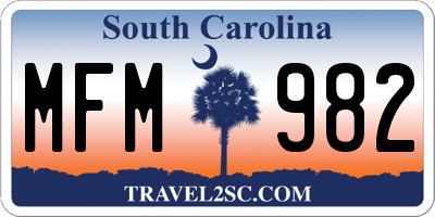 SC license plate MFM982
