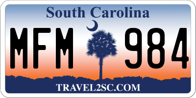 SC license plate MFM984