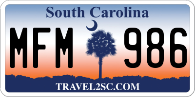 SC license plate MFM986