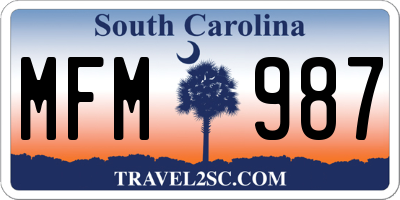 SC license plate MFM987