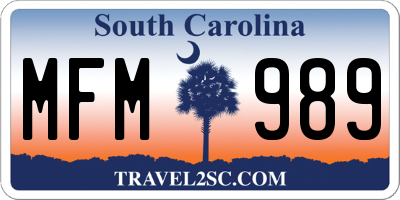 SC license plate MFM989