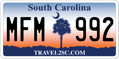 SC license plate MFM992