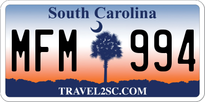 SC license plate MFM994