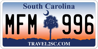 SC license plate MFM996