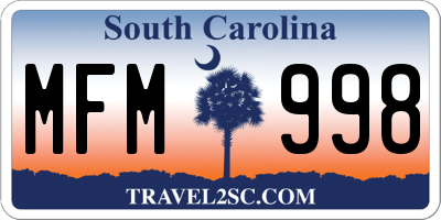 SC license plate MFM998