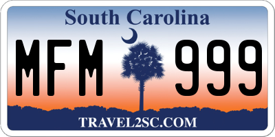 SC license plate MFM999
