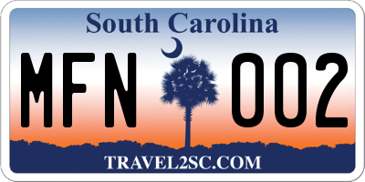 SC license plate MFN002