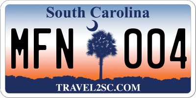 SC license plate MFN004
