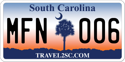 SC license plate MFN006