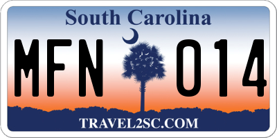 SC license plate MFN014