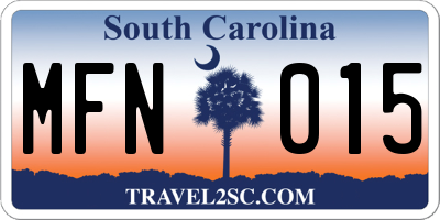 SC license plate MFN015
