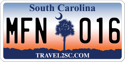 SC license plate MFN016