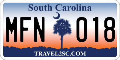 SC license plate MFN018