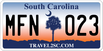 SC license plate MFN023