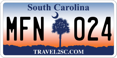 SC license plate MFN024