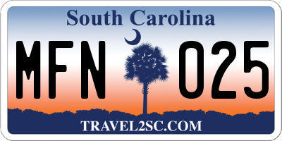 SC license plate MFN025