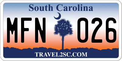 SC license plate MFN026