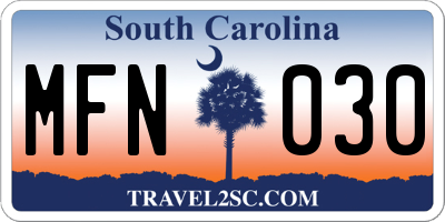 SC license plate MFN030