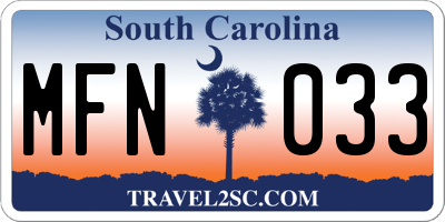 SC license plate MFN033