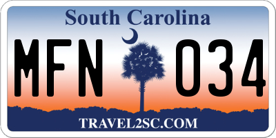 SC license plate MFN034