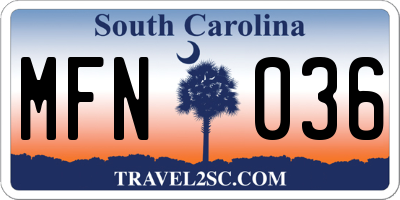 SC license plate MFN036
