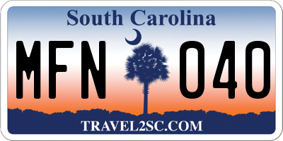 SC license plate MFN040