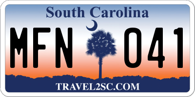 SC license plate MFN041
