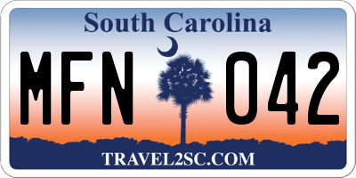 SC license plate MFN042