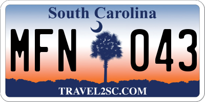 SC license plate MFN043