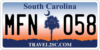 SC license plate MFN058