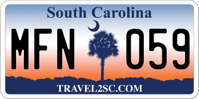 SC license plate MFN059