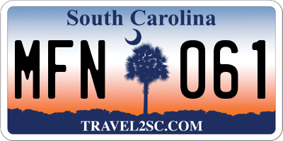 SC license plate MFN061