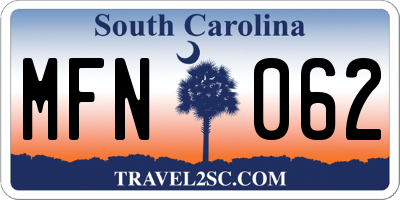SC license plate MFN062
