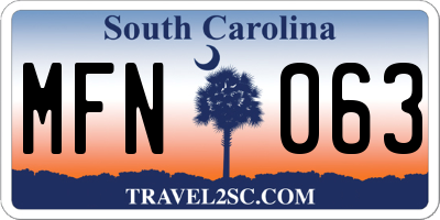 SC license plate MFN063