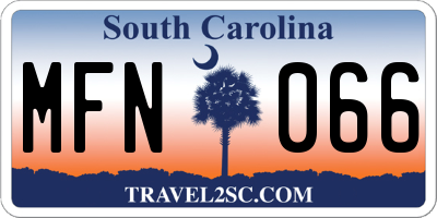 SC license plate MFN066
