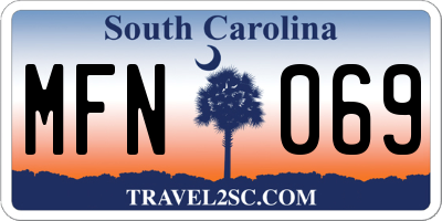 SC license plate MFN069