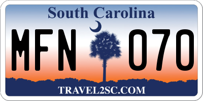SC license plate MFN070