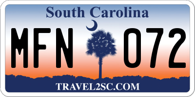 SC license plate MFN072