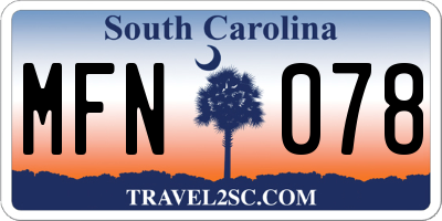 SC license plate MFN078